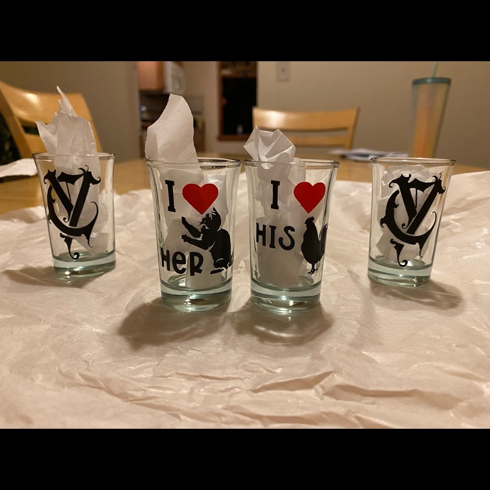 Personalized shot or wine glasses. Message me for inquiries*
